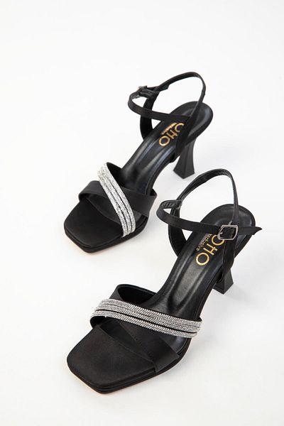 SOHO Black Satin Women's Classic Heeled Shoes 20257