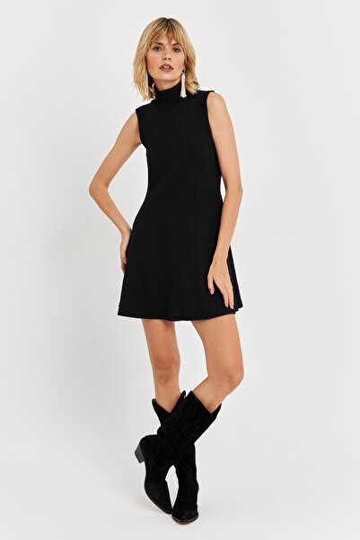 Cool & Sexy Kadın Siyah Mini Elbise TF66