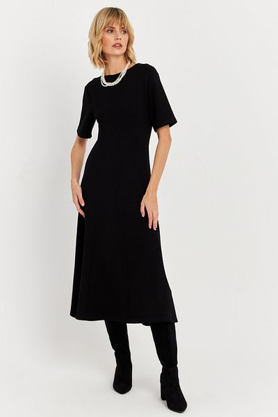 Cool & Modest Μαύρο Midi Sweat Γυναικείο Φόρεμα - MHOL102