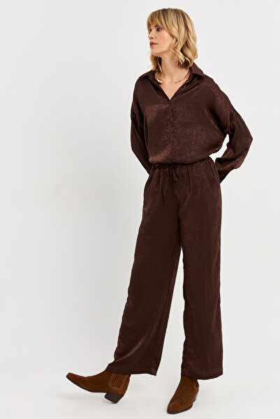 Cool & Modest Mcar1128 Model Bitter-Brown Satin Women's Trousers
