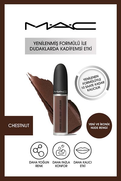 M.A.C Powder Kiss Weightless Powdered Matte Finish Lipstick - Chestnut 5ml