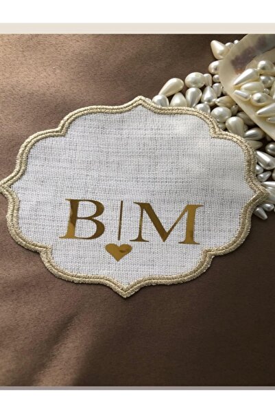 İsabella Accessories Söz & Nişan Tepsisi için Söz Mendili Kişiye Özel Kenarla...