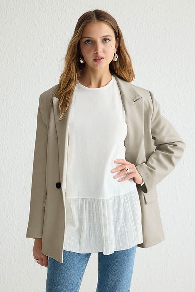 Trendyol Modest Ärmellose Strickbluse mit Falten - Weiß TCTSS25UK00005