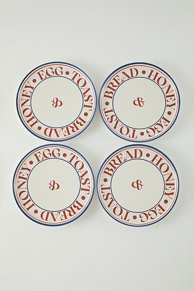 Trendyol Collection Set of 4 Ceramic Printed Cake Plates 22cm Tphss25Tbk00006