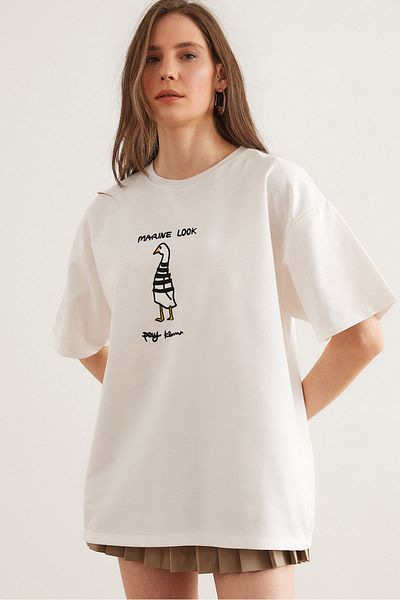 Olalook Γυναικείο T-Shirt White Marine Embroidered - Άνετη Εφαρμογή TSH- 19000832