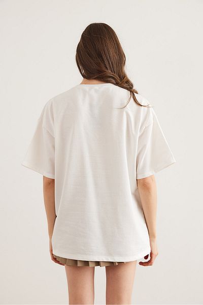 Olalook Γυναικείο T-Shirt White Marine Embroidered - Άνετη Εφαρμογή TSH- 19000832