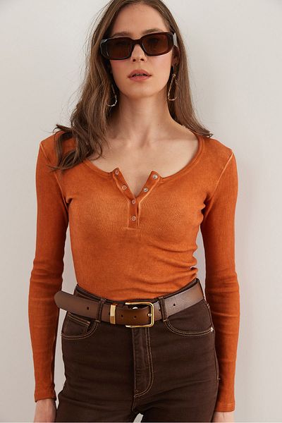 Olalook Tan Color Washed Camisole Women's Blouse - Blz- 19000588