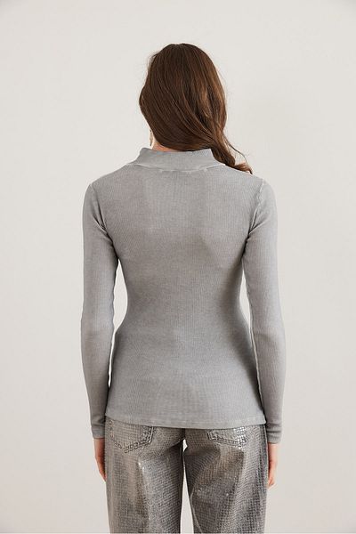 Olalook Dámská sepraná šedá roláková halenka na zip Blz- 19001155