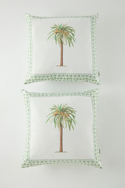 Trendyol Collection Grün-Mehrfarbig Palmenmuster 2-teiliger Kissenbezug 45x45cm