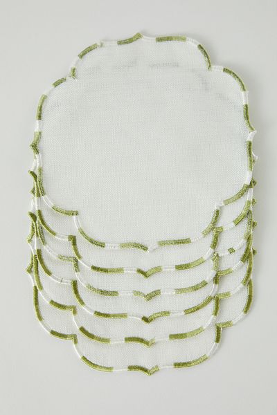Trendyol Collection White-Green 6-Piece Cocktail Napkin/Cup Holder