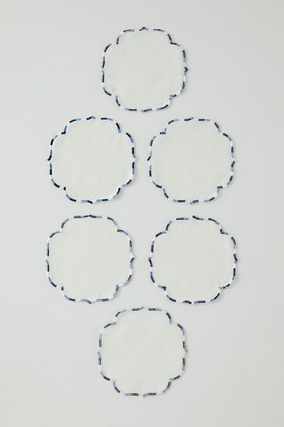 Trendyol Collection Weiß-blaue 6-teilige Cocktailserviette/Untersetzer TPHSS25RUN00009