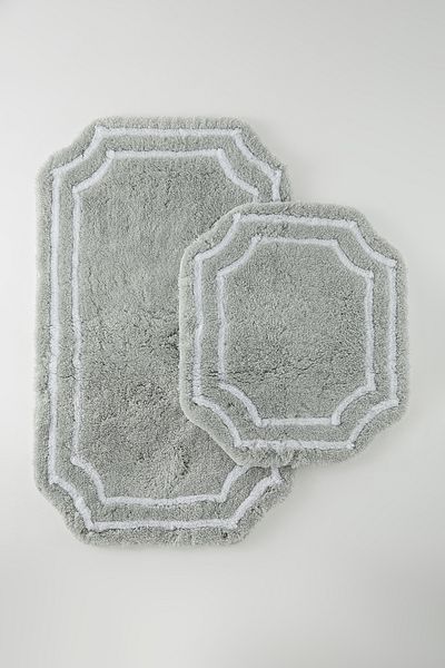 Trendyol Collection 2-teiliges Badezimmermatten-Set mit weiß-grauem Acryl-Streifenmuster TPHSS25BPS00004