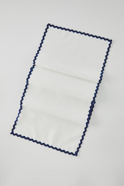 Trendyol Collection Weiß-Marineblauer Wassersteinzubehör Läufer 40x140cm