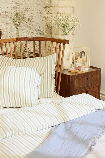 Trendyol Collection Χακί βαμβακερό πολυεστέρα ριγέ νήματα βαμμένο σετ διπλό πάπλωμα 200x220 TPHSS25CKN00002