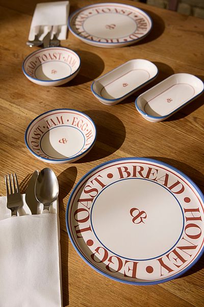 Trendyol Collection Set of 4 Ceramic Printed Cake Plates 22cm Tphss25Tbk00006