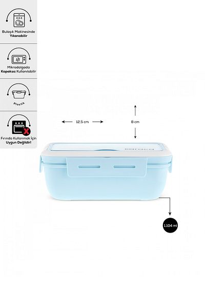 Karaca Fusca Lunch Box with Fork and Spoon/Food Carrying/Storage Box Blue