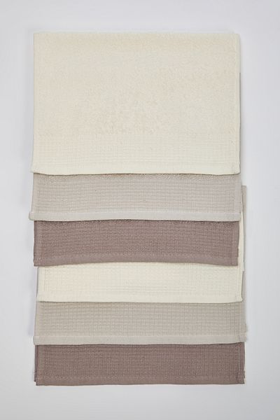 Trendyol Collection Béžová-Ecru-Mink 6dílná kuchyňská utěrka 30X45 cm