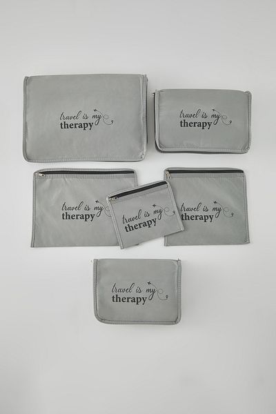 Trendyol Collection Set mit 6 Koffer-Organisatoren mit grauem Aufdruck und Reißverschlussdetail TPHSS25BID00003