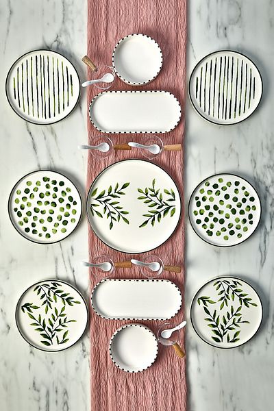 Kitchen Life Greentree Stackable Breakfast Set for 6 People - 23 Pieces, with Sauce Bowl and Spoon