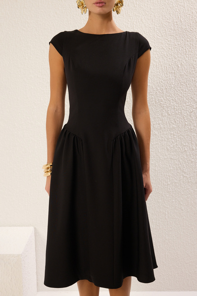 Trendyol Collection Černé večerní šaty Midi do A-Line Noční šaty TPRSS25EL00201