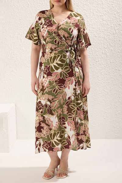 Trendyol Curve Πολύχρωμο μοτίβο Α-κοψίματος/υφαντό φόρεμα καμπάνας TBBSS24AH00151