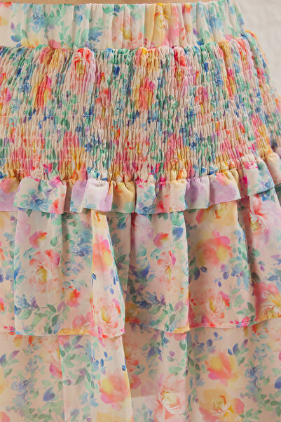 Trendyol Collection Multicolor Floral Print Ruffled Mini Length Woven Skirt Twoss25Et00103