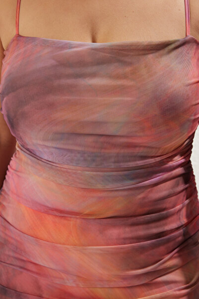 Trendyol Curve Multicolor Knitted Plus Size Dress Tbbss25Ah00016