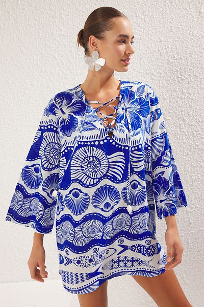 Trendyol Collection Πολύχρωμο μονόχρωμο φόρεμα με μίνι υφαντό 100% βαμβάκι