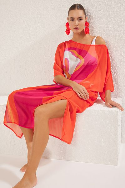 Trendyol Collection Πολύχρωμο Floral Fitted Maxi Woven Φόρεμα 100% Πολυεστέρας