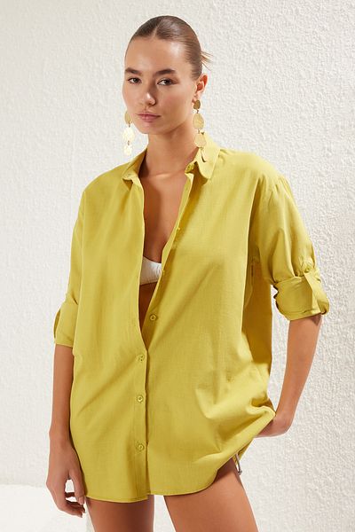 Trendyol Collection Ölgrünes Webhemd TBESS25GO00012