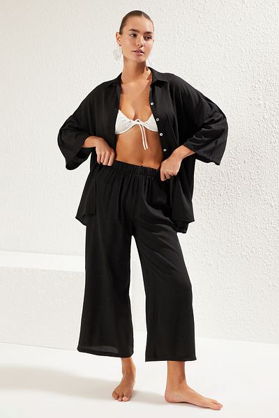 Trendyol Collection Black*001 Plain Weave 99% Polyester,1% Elastane