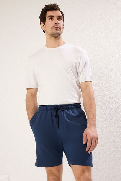 Trendyol Collection Navy Blue-Stone 2 csomag - 100% pamut kényelmes rövidnadrág TMNSS24SR00013