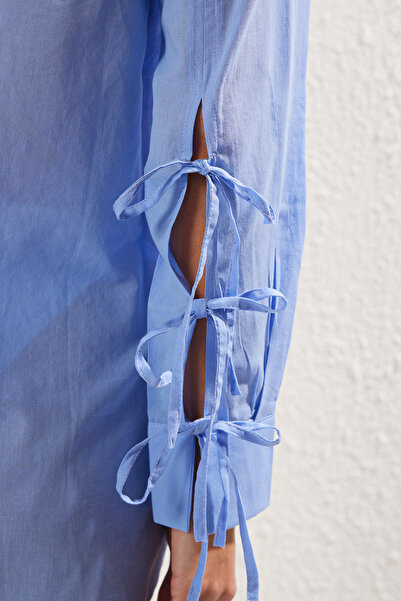 Trendyol Collection Cămașă albastră*006 din denim cu buline 100% bumbac