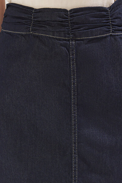 Trendyol Collection Dark Blue Waist Drawstring High Waist Mini Denim Skirt Twoss25Et00100