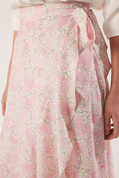 Trendyol Modest Πούδρα Floral Διπλό Υφαντή Φούστα TCTSS25EE00006