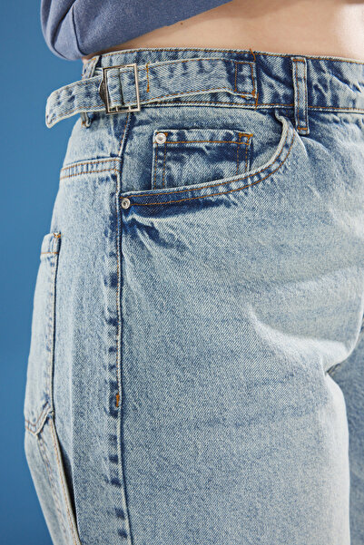 Trendyol Curve Сини широки дънки с широки крачоли с висока талия Tbbaw25Cj00034