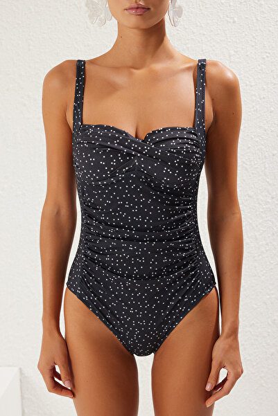 Trendyol Collection Puntíkované plavky s čtvercovým výstřihem - TBESS25MA00076