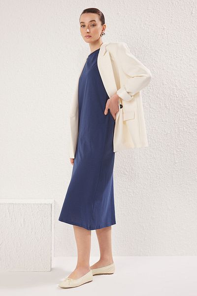 Trendyol Modest Πλεκτό φόρεμα 2 συσκευασιών Navy και χακί 100% βαμβάκι - TCTAW22UK0110
