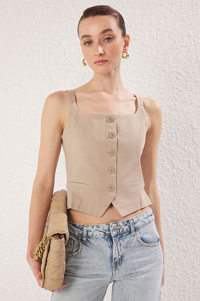 Trendyol Collection Mink Slim Fit Woven Vest - Twoss25Ye00076