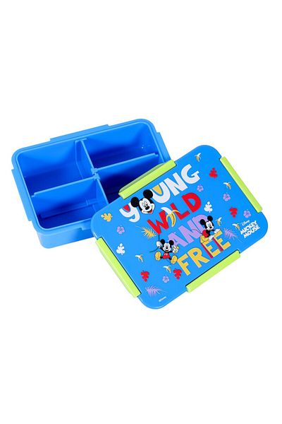 Eazy Kids صندوق غداء بينتو قابل للتحويل من ديزني ميكي آند فريندز، 1/2/3/4 حجرات - أزرق