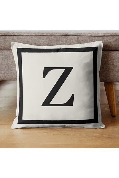 PerdeYap1980 Letter Z Patterned Gift Decorative Throw Pillow Pillow Case - 43X43 cm Cream-Black