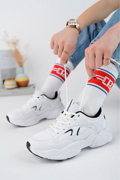 McDark White and Black Women's Sneakers - Ultra Light Sole