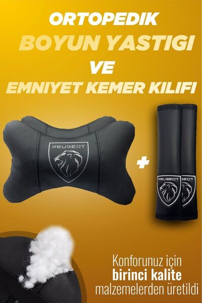 mutlu oto aksesuar Peugeot Yeni Logo Konfor Seti Yastık -Kemer