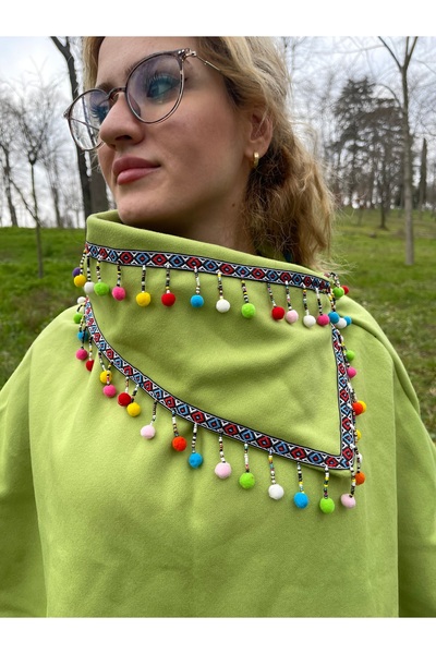 Madame Lucid Stamp Fabric Handmade Colorful Ponchos