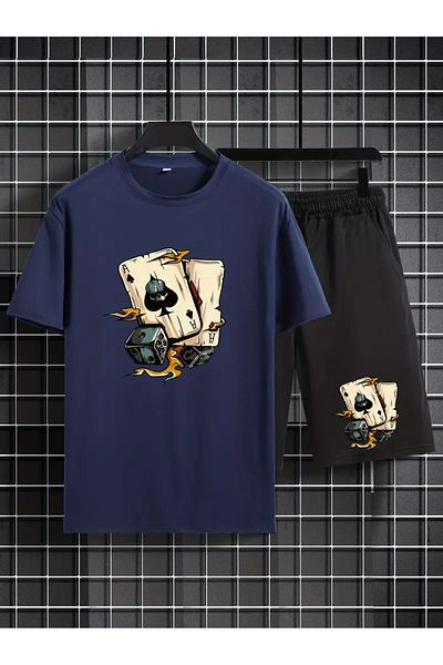 Karatopak As Spades Printed Unisex T-Shirt Shorts Bottom Top Suit