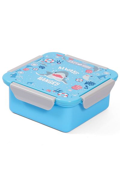 Eazy Kids علبة غداء إيزي كيدز، قرش - أزرق، 650 مل