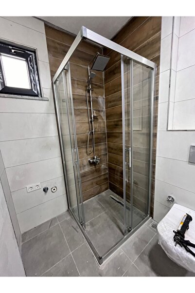 KARMADUŞ Karmaduş Duşakabin Köşe Giriş, 5mm Şeffaf Temperli Cam, Natural Alüm...