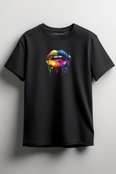 Merch&ice Colorful Lip Mouth Printed Unisex T-Shirt