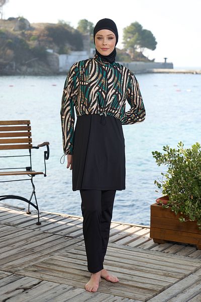 REMSA Black Hijab Swimsuit - Full Covered, Model 25972