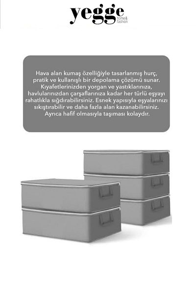 YEGGE 18 Pcs Anthracite Gray under Base - 64X45X22 cm Large Size under Base and Sofa Bed Storage